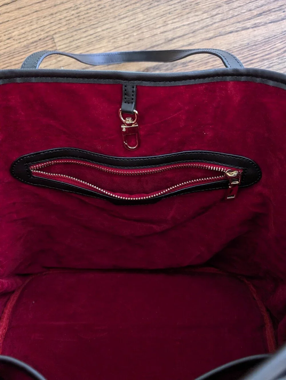 Mila Kate Brown Faux Leather Checked Never Full Large Tote Handbag Red Interior